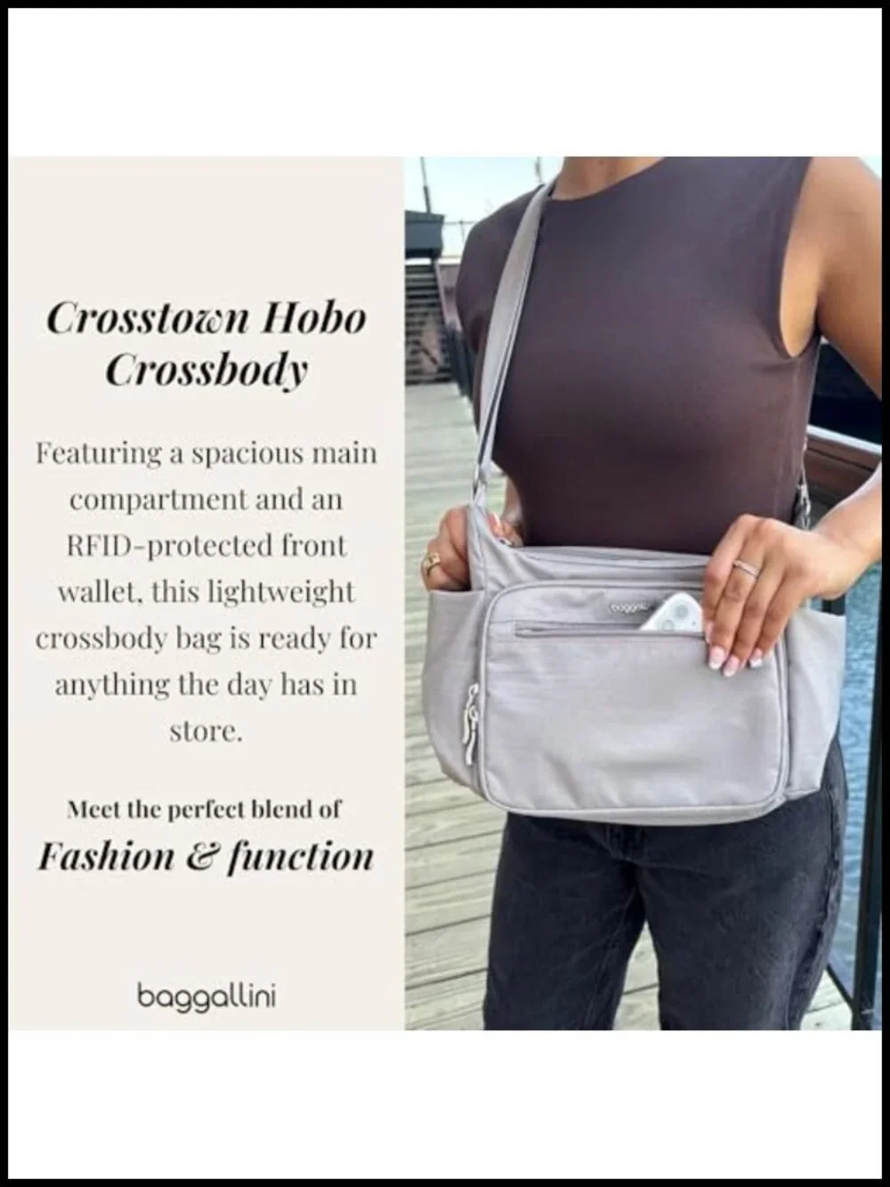 Nylon Hobo Crossbody with RFID Protection and Multiple Pockets